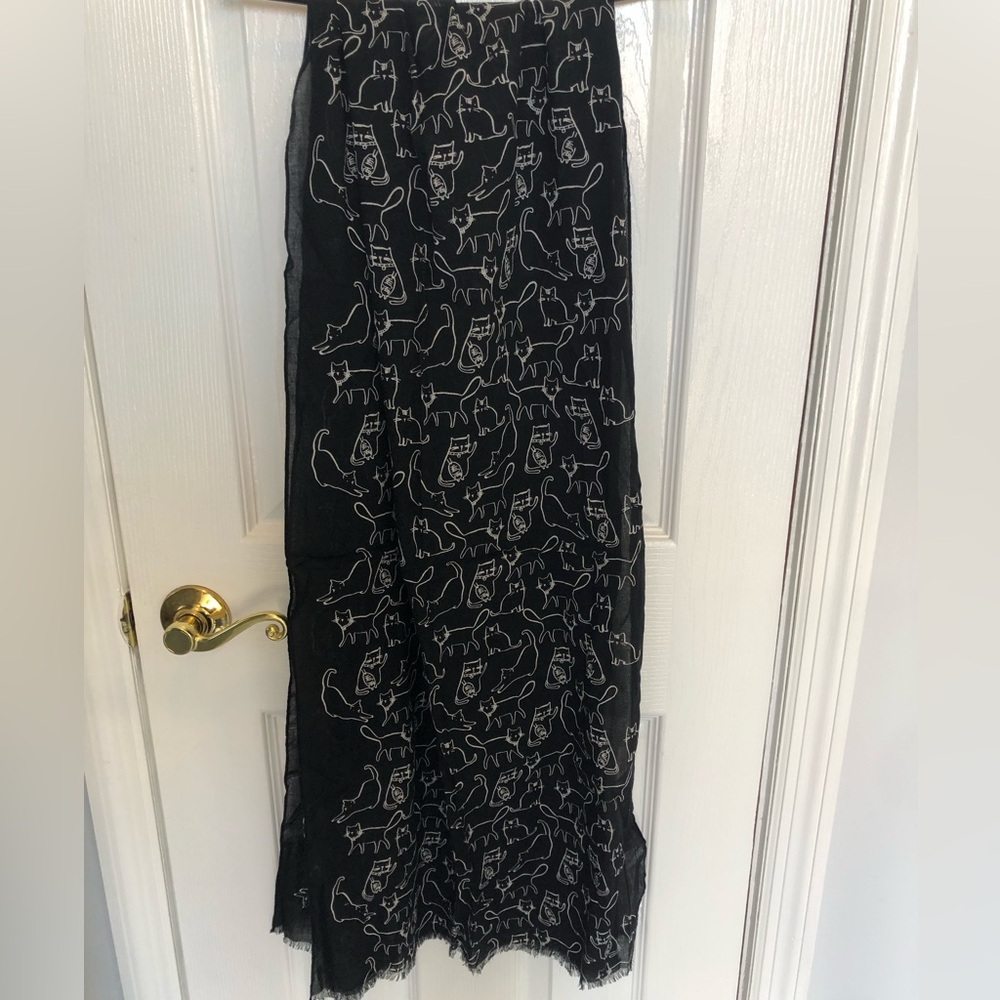 Black Cat Print Scarf